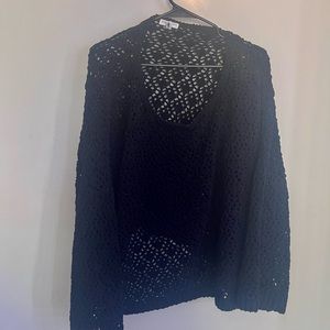 EARTHBOUND black open knit crochet sweater